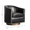 Flash Furniture Myles Club Style Commercial Barrel Accent Armchair, Black Leathersoft Upholstery, Brass Nail Trim BS-AC22-061-BLKPU-GG - alternate 8
